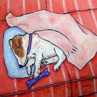 JACK RUSSELL terrier SLEEPING ON COUCH dog art tile  