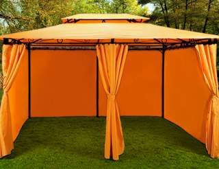 PAVILLON TOPAS orange 4x3m GARTENZELT Rechteck Pavillon Zelt Garten 