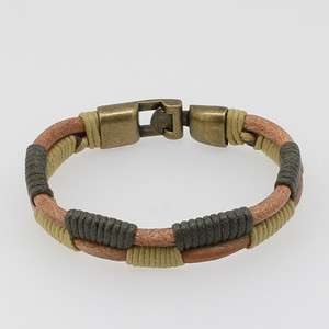 NEW Classic Leather Hemp Cord Cuff Bracelet  