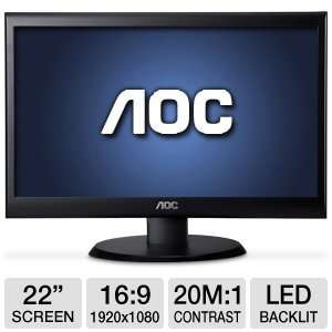  AOC e2250Swdn 22 Class Widescreen LED Monitor: Computers 