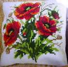 chunky cross stitch tapestry kit Poppies Daisy Flowers Vervaco cushion 