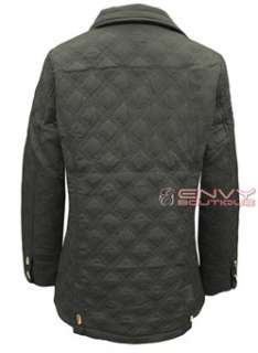 NEW WOMENS LADIES QUILTED HIGH NECK LONG SLEEVE ZIP BUTTON JACKET COAT
