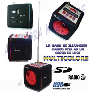   SPEAKER CON RADIO FM INGRESSO USB E LETTORE SD MMC DISPLAY LCD  