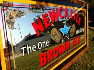 Newcastle Nut Brown Ale XXXL 65 Back Bar Mirror Beautiful Wood Frame 