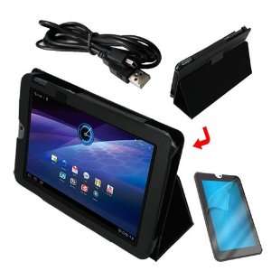  Premium Black Leather Case with LCD Clear Screen Protector 
