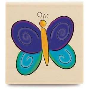  Swirl Butterfly Wood Mounted Rubber Stamp Arts, Crafts & Sewing