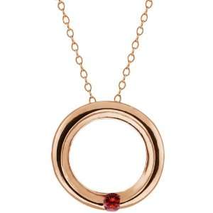   Cognac Red Diamond Gold Plated Sterling Silver Circle Pendant Jewelry