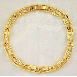   5mm Triple Swarovsky Crystal 18 Karat Gold Plated Bracelets Jewelry