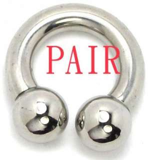 PAIR 6 gauge steel earrings horseshoes circular 1/2 6G  