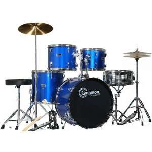 com Gammon 5 Piece Drum Set Complete Full Size with Cymbals & Throne 