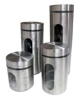 Pcs Stainless Steel Glass Canister Set Food Containers With Air 