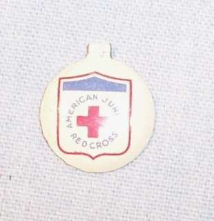 VINTAGE TIN AMERICAN JUNIOR RED CROSS PIN BACK~1950s ?  