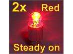 2X RED Tire Steady On LED Light Wheel Valve Caps + 6X Batteries For 