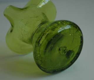 This is a beautiful vintage Blenko green crackle glass pitcher or 