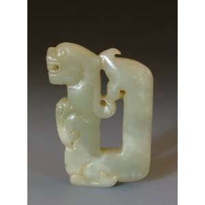 : one Spring&Autumn Period Carved Jade Coiled Dragon, Chinese Antique 