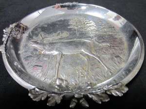 art nouveau plate dish hunting scene deer stag silver plated european 