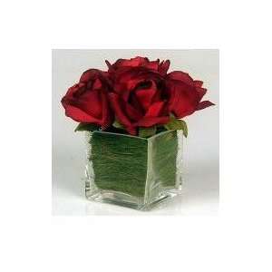   with Glass Vase Silk Flower Arrangement  Red Patio, Lawn & Garden