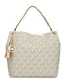   MICHAEL Michael Kors Handbag, Logo Gold Canvas Shoulder Bag 