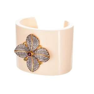  bakelite cuff with 22k gold plated flower motif by bg 