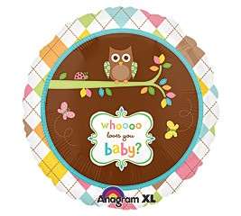 WHOOO Loves You OWL Baby Shower balloons Decorations Supplies Brown 