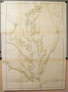 Scarce Big Chesapeake Bay Delaware Virginia Maryland 1873 Map Hand 