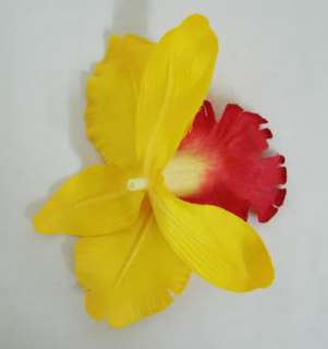 12 Yellow Orchid Silk flower Craft and Decoration 5  