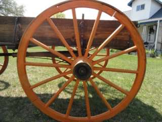 Antique HorseDrawn Wagon Full Size Western High Wood Wheel Newton 