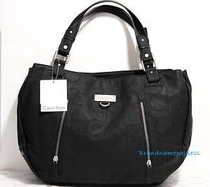 NEW Calvin Klein CK Logo Black Tote Hobo Purse Handbag Large  