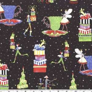  45 Wide Christmas Magic Black Fabric By The Yard Arts 