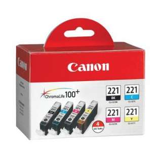 NEW Canon CLI 221 4 Pack B/C/Y/M Ink Tanks GENUINE  