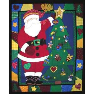   45 Wide Santa Patch Panel Fabric By The Panel: Arts, Crafts & Sewing
