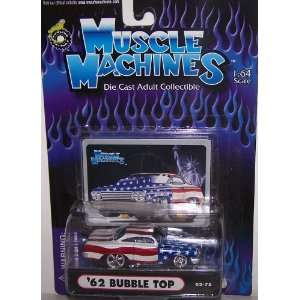 Muscle Machines 1/64 Scale Diecast 1962 Bubble TOP in Color Red/white 