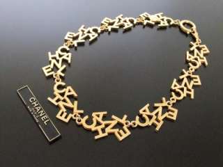 Authentic Vintage Chanel necklace choker gold logo pendant rare  