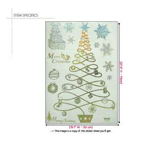 CHRISTMAS TREE & snowflakes Wall & Window Decor Sticker  