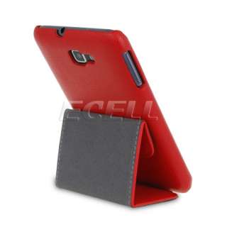 RED LEATHER CLAM CASE WITH STAND FOR SAMSUNG GALAXY NOTE N7000 I9220 
