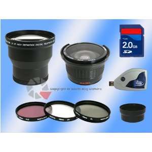 3x Telephoto & 0.42X Wide Angle Lens +3pc Filters + 2GB SD for Canon 