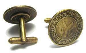 1980 New York NYC Subway Brass Token Transit Cufflinks  
