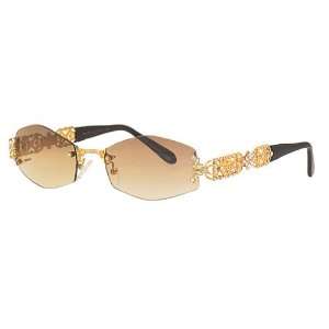  Caviar 6413 Gold & Clear Crystal Stones / Brown Sunglasses 