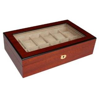 Elegant 12 Piece Cherry Wood Rosewood Watch Display Case and Storage 