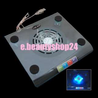 USB Fan Laptop Notebook PC Cooler Cooling Pad Blue LED  