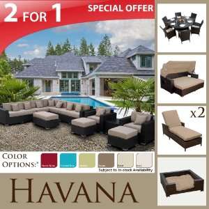 com OUTDOOR PATIO FURNITURE WICKER & DINING SET & SUNBED & 2 CHAISES 