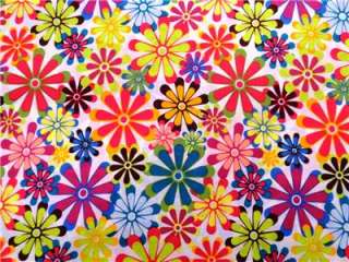 New Retro Daisy Fabric BTY Multi Color Flower  