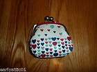   Fossil Ivory HEARTS Coin Purse Patch Candy Frame Coin Purse Kiss Lock