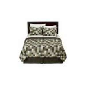  Full Bed in a Bag Green Brown & Tan Plaid Comforter Sheets 