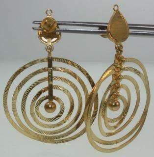 22k yellow gold dangle hoop circle earrings 19.6g vintage antique 