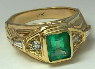 Handsome! Colombian Emerald Diamond & Gold Ring 2.0cts  