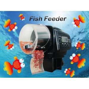   Aquarium Automatic Fish Food Tank Feeder Timer Home BLK