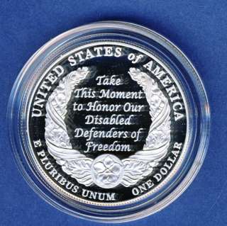 2010 AMERICAN VETERANS DISABLED FOR LIFE PROOF SILVER DOLLAR  
