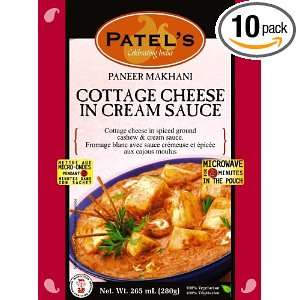 Patels Palak Paneer Cottage Cheese in Cream Sauce, 9.5 Ounce Boxes 