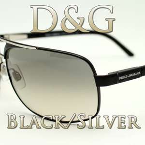 Dolce & Gabbana Aviator 2049 047/32 Black Silver Sunglasses New 